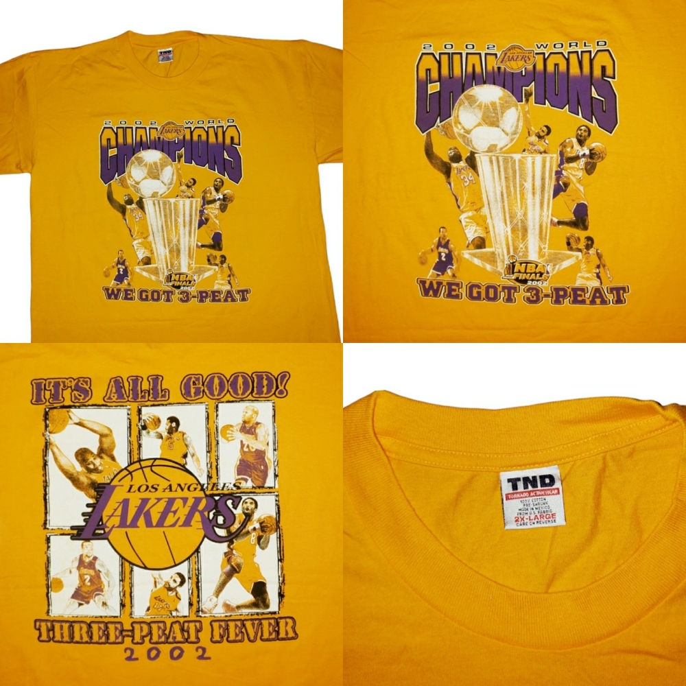 VTG Rare 2002 World Champions Los Angeles Lakers NBA Finals Three Peat Feaver 2X - Picture 3 of 14